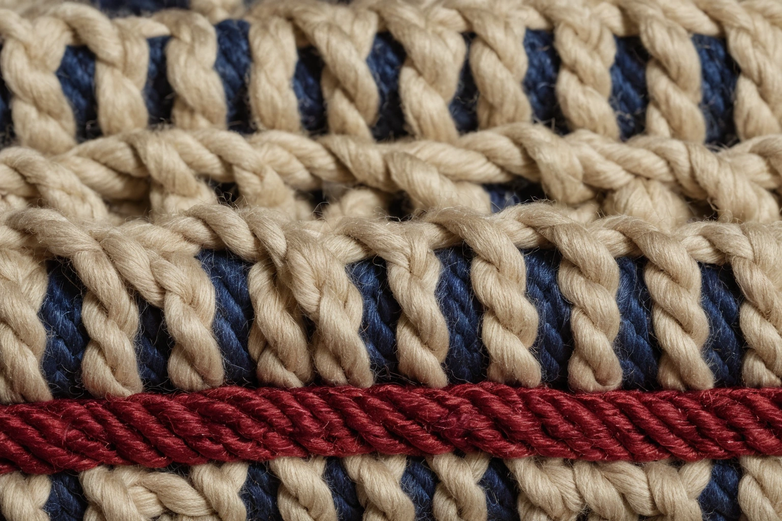 Underside of a hand-knotted wool rug with individual knots